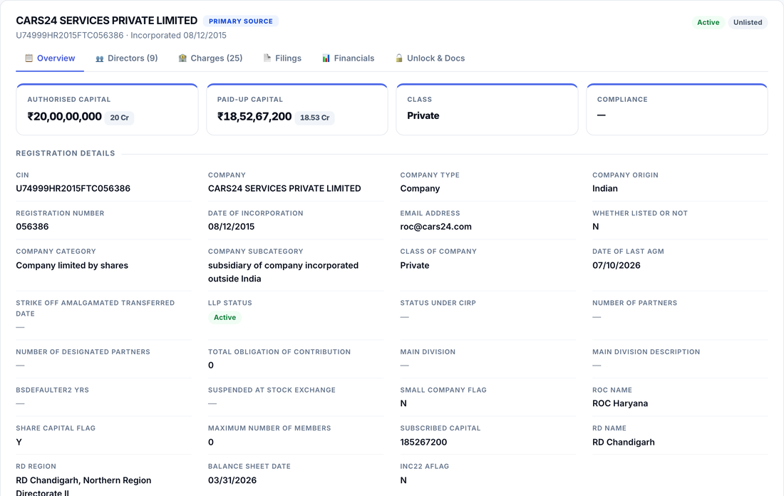 Company profile in the Algoura app